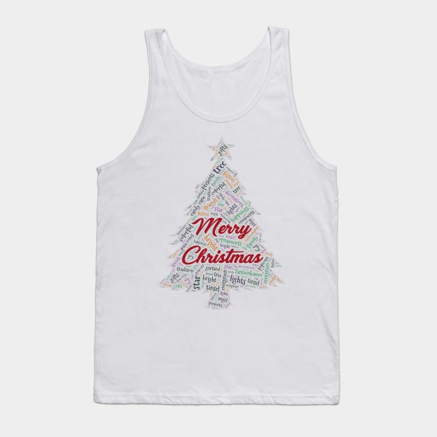 Christmas Tree Wordcloud for Lighter Backgrounds Tank Top by WYL - Words You Love